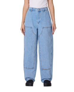 Obey Women's Leah III Baggy Double Knee Denim - Cirrus Wash