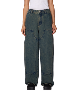 Obey Women's Leah III Baggy Double Knee Denim - Yellow Tint Wash