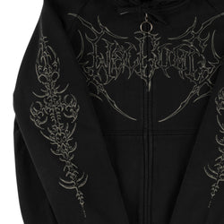 Welcome Grapple Cropped Pigment Dyed Zip Hoodie W/ Studs