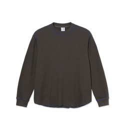 Polar Dylan Long Sleeve Waffle Shirt - Black/Blue