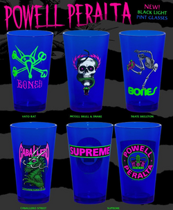 Powell Peralta Blacklight Pint Glass Assorted