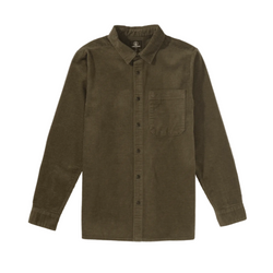 Volcom Fostered Long Sleeve Button Up Shirt - Dark Olive